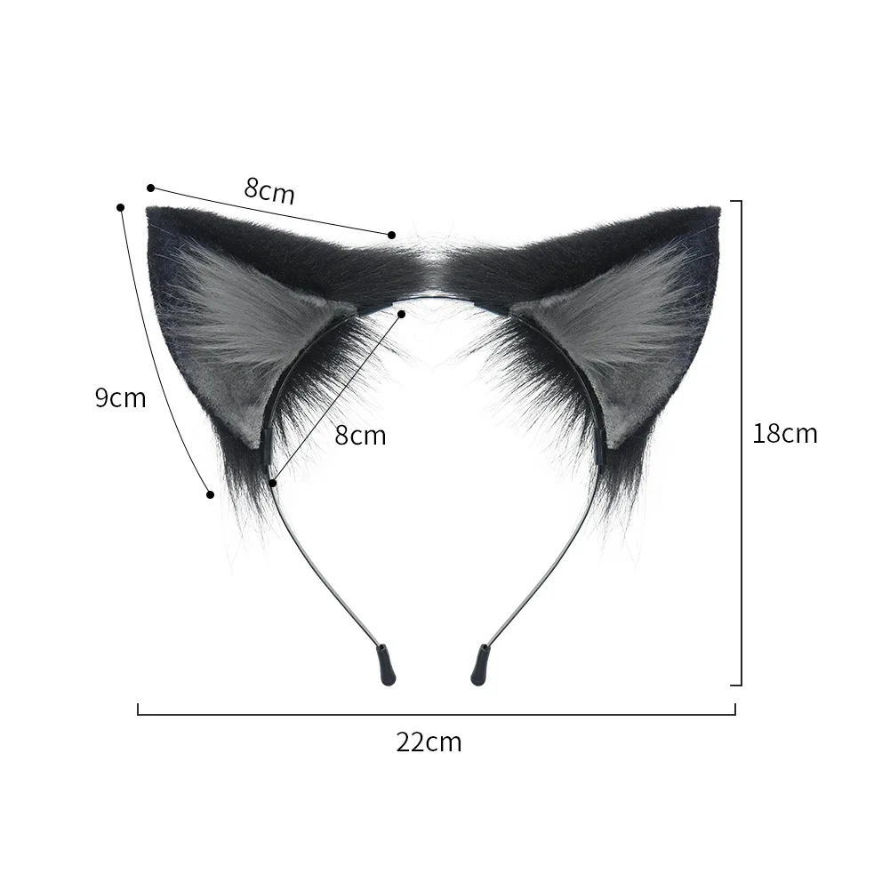 Black Cat Ears Headwear Lolita Maid Cosplay Accessories Simulated Furry Pet Ear Hair Headdress Carnival Halloween Costume Prop