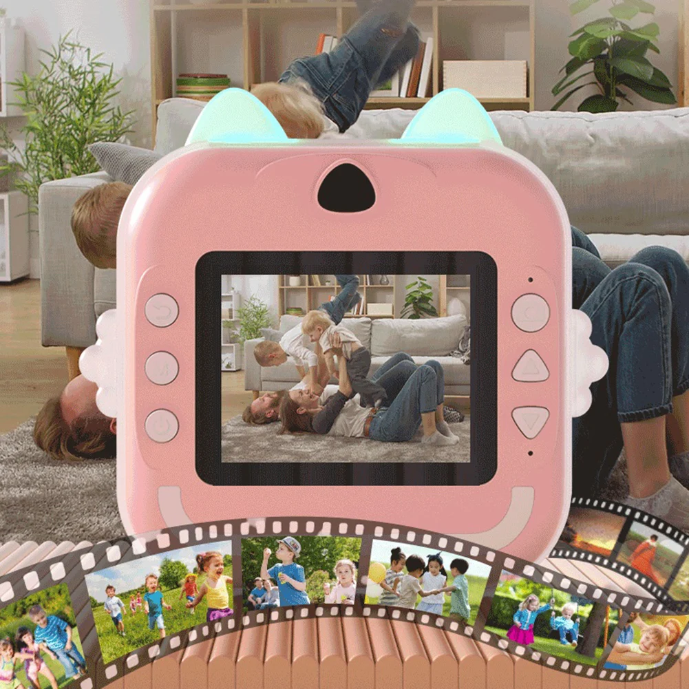

4 In 1 Cute Digital Camera USB Rechargeable Mini Instant Print Camera 2.4In IPS Screen HD Photo Printing Camera for Girls Boys