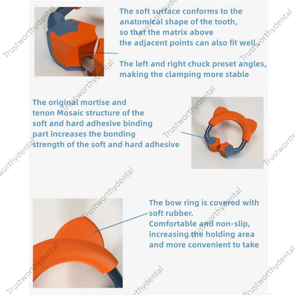 الأسنان مصفوفة حلقة ثلاثية الأبعاد التيتانيوم المشبك استعادة الأسنان المولي حلقة طويلة الكبار الاقسام مصفوفة المشابك التيتانيوم مع المطاط الناعم #4