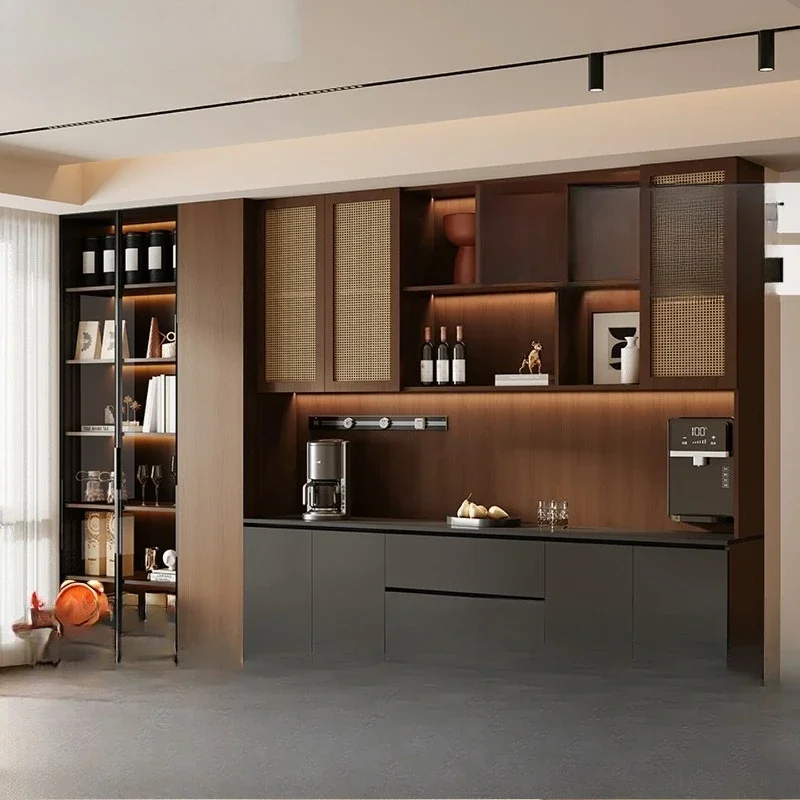 

medieval style dining side cabinet, integrated storage cabinet against the wall, household living room wine cabinet, storage