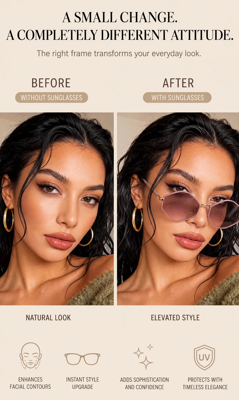 Kleine Sechseckige Punk-Sonnenbrille für Damen 2026 Luxusmarke Klassische Steampunk Polygon-Sonnenbrille für Damen Vintage-Schattierung – Detail 4