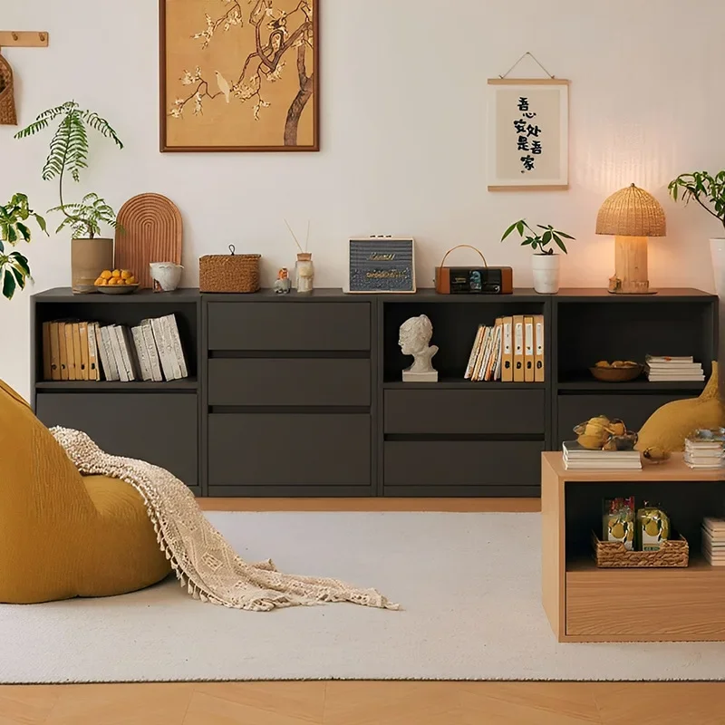 Solid wood bookcase module combination cabinet, living room storage cabinet, half wall floor-to-ceiling cabinet, TV cabinet
