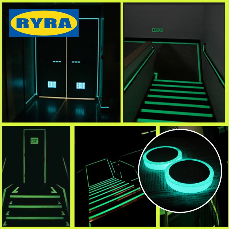 1M Glow Stickers Luminous Tape High Quality Night Vision Wall Sticker Self Adhesive Fluorescent Warning Tape Emergency Sticker