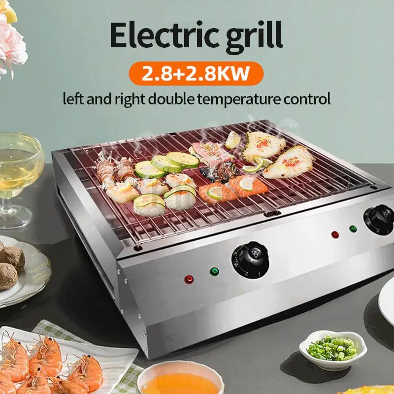 Dual Control Electric Stainless Steel Barbecue Oven Household Electric Pan Multifunctional BBQ Oven Smokeless Barbecue Pot