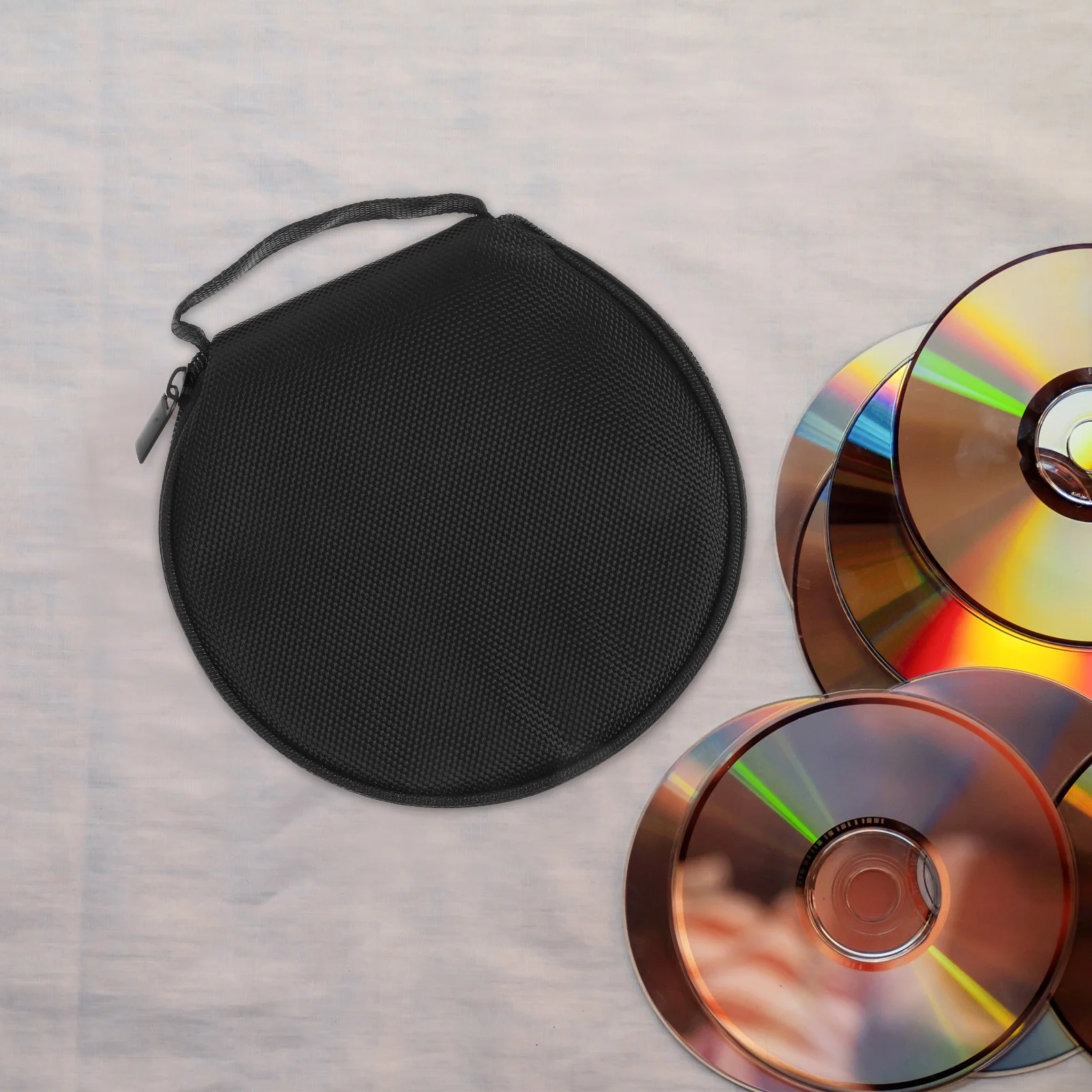 

CD DVD Storage Holder Waterproof Oxford Cloth Organizer Round Case Car Pouch for Games Music Video Discs Space Saving