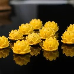 2pcs/Lot Fashion Realgar Sand Carved Lotus Charm Beads 12/14mm Yellow Cinnabar Blessing Rosary Jewelry Spacer Bead DIY Bracelets