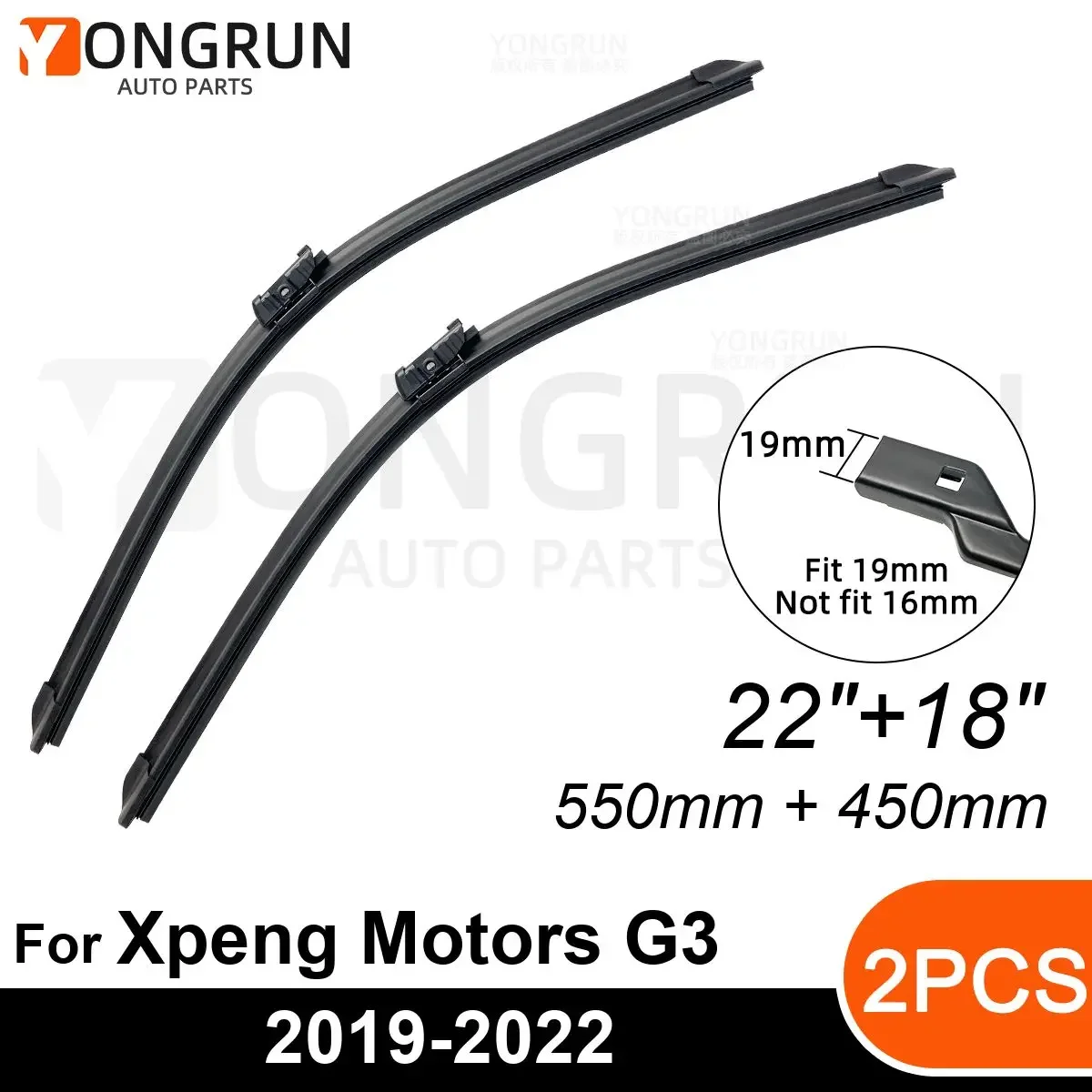 Front Wipers For Xpeng Motors G3 2019-2022 Wiper Blade Rubber 22