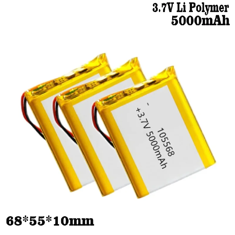 1-10PCS 105568 3.7V 5000mAh Polymer Lithium LiPo Battery for GPS DVD E-book Tablet Pc Laptop Power Bank Video Game