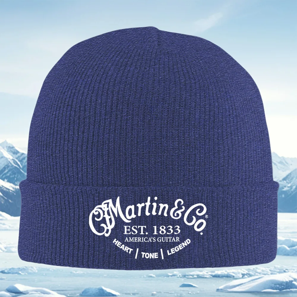 تم إنشاء شعار شعار الجيتار Martin & Co للرجال والنساء للجنسين قبعة محبوكة قبعة صوفية شتوية حرارية دافئة لعيد الميلاد في الهواء الطلق