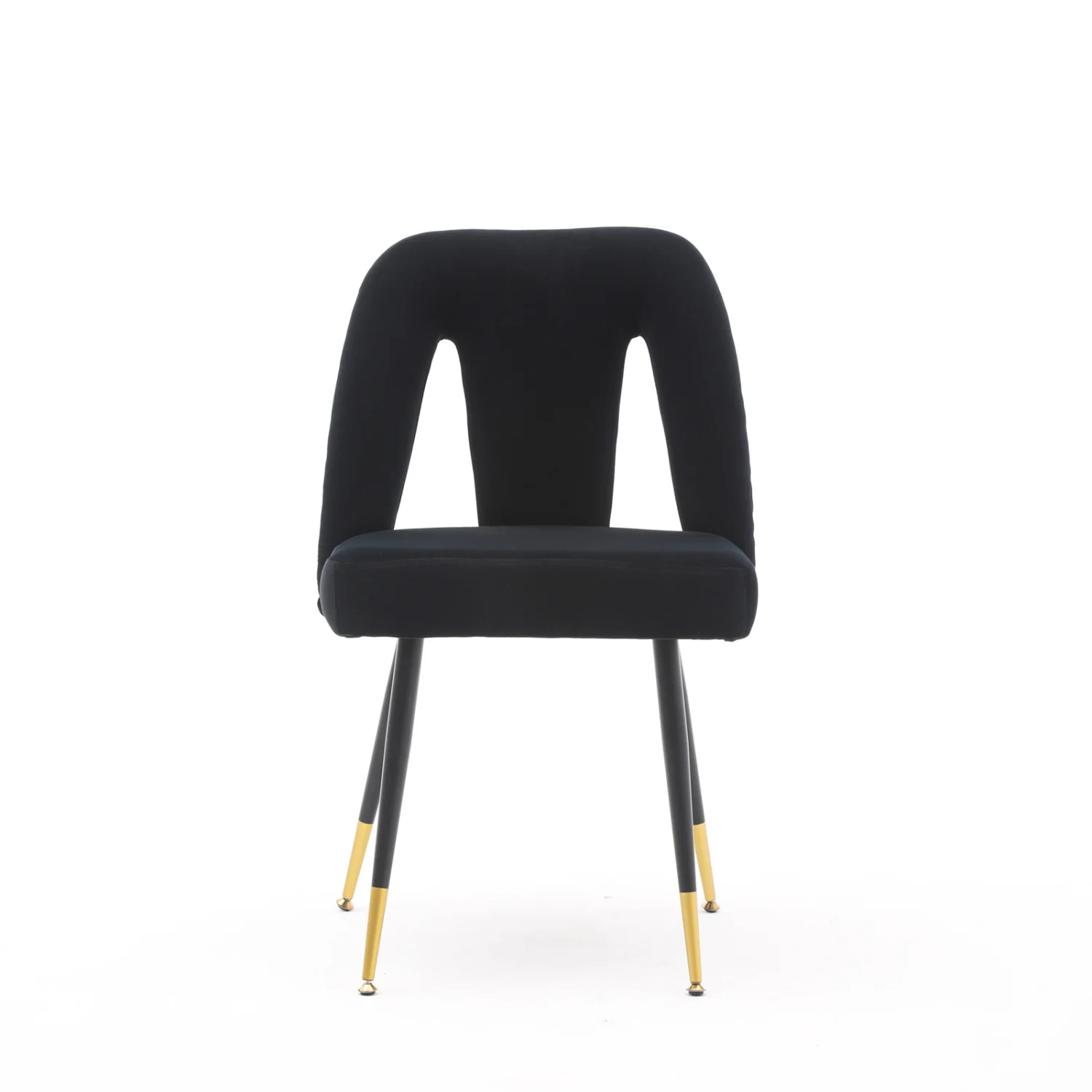 A&A Furniture,Akoya Collection Modern Contemporary Velvet Upholstered Dining Chair with Nailheads and Gold Tipped Black Metal Le