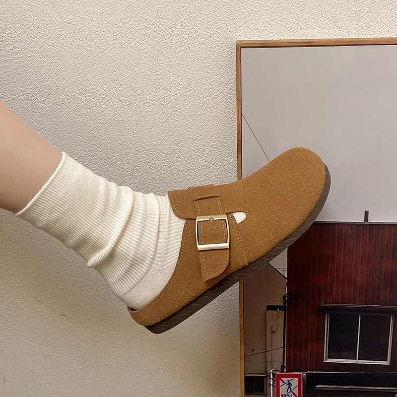 New Style Fashion Women's Clogs Mules Cork Slippers Outdoor Mules Suede Shoes with Arch Support Leather Sandals Zapatos Mujer