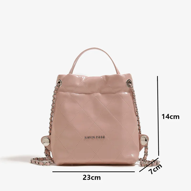 New Versatile Women\'s Bags Rhombic Lattice Chain Bags Backpacks Solid Color Korean Trend Leisure Versatile LDouble Shoulder Bags