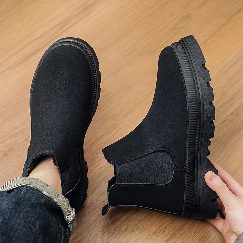 Inverno ao ar livre casual caminhadas botas retro moda botas de trabalho botas de tornozelo de fundo grosso anti-deslizamento 2026 botas de couro masculino