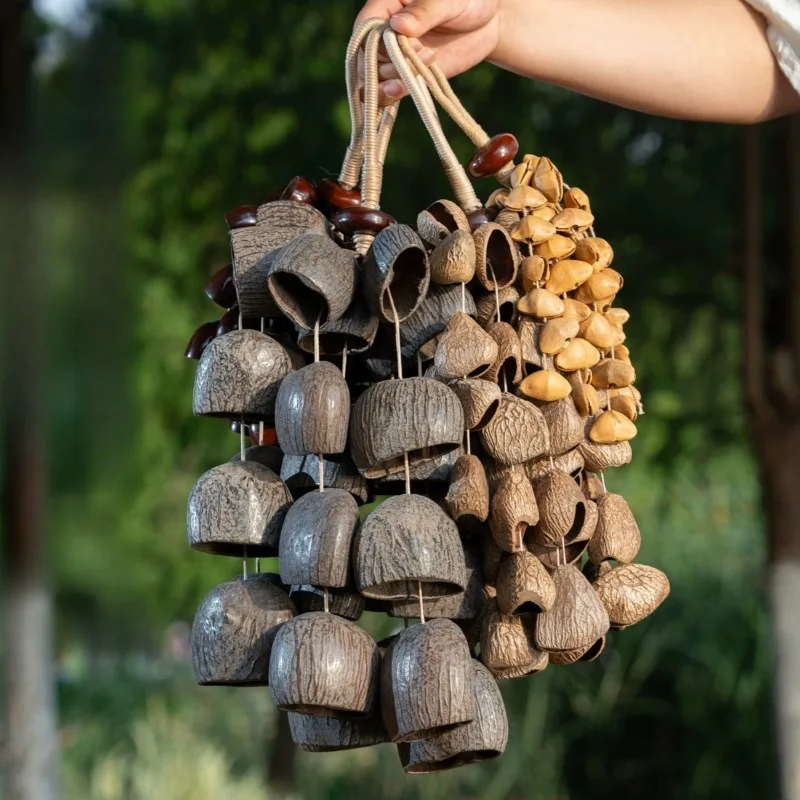 Natural Fruit Shell Wind Chime Handmade Sound Healing Handbell Outdoor Meditation Yoga Hanging Wind Chime Portable Musical Bells