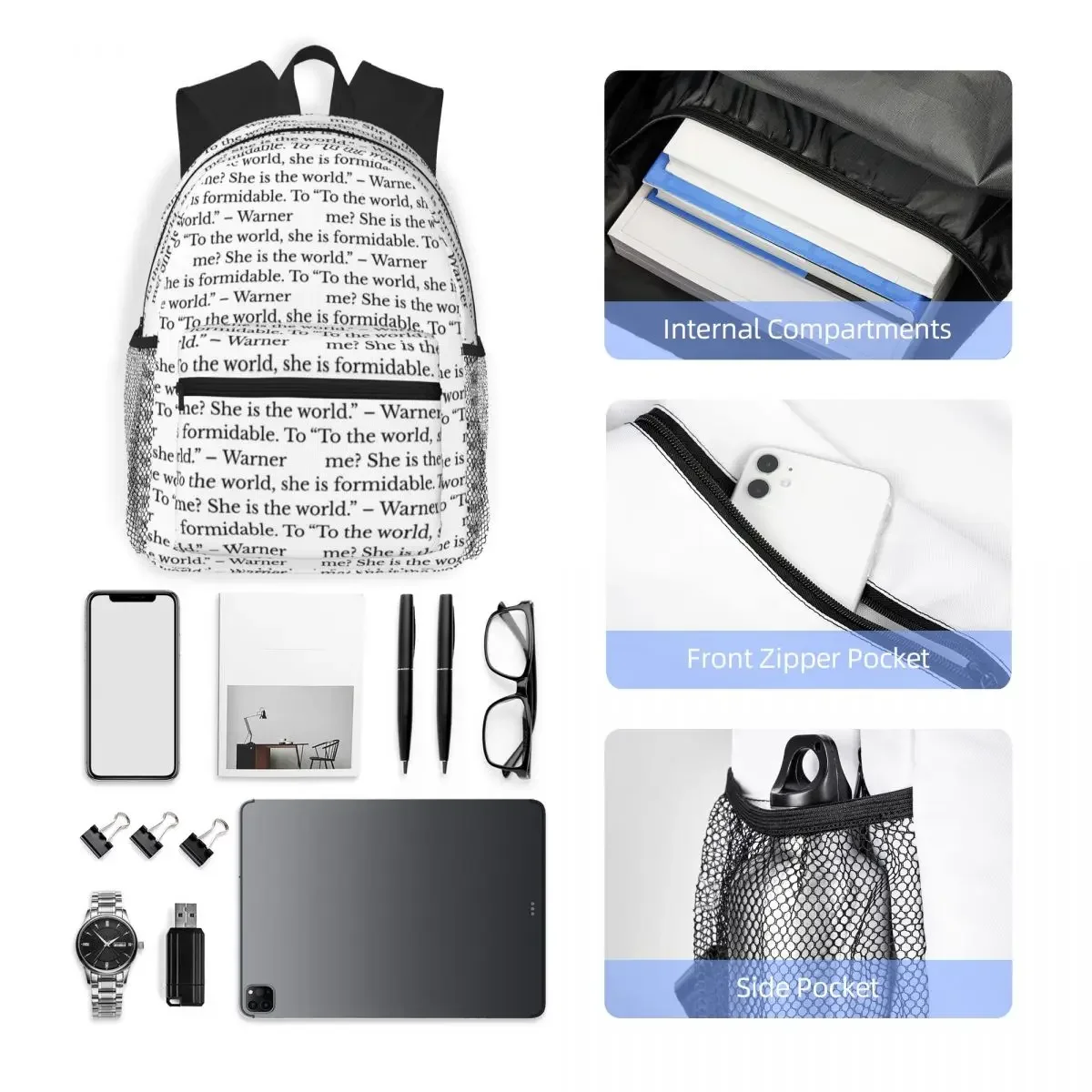 حقيبة ظهر Shatter Me Quote Daypack ذات سعة كبيرة للأولاد والبنات حقيبة كتب مدرسية حقائب كتف للرجال والنساء