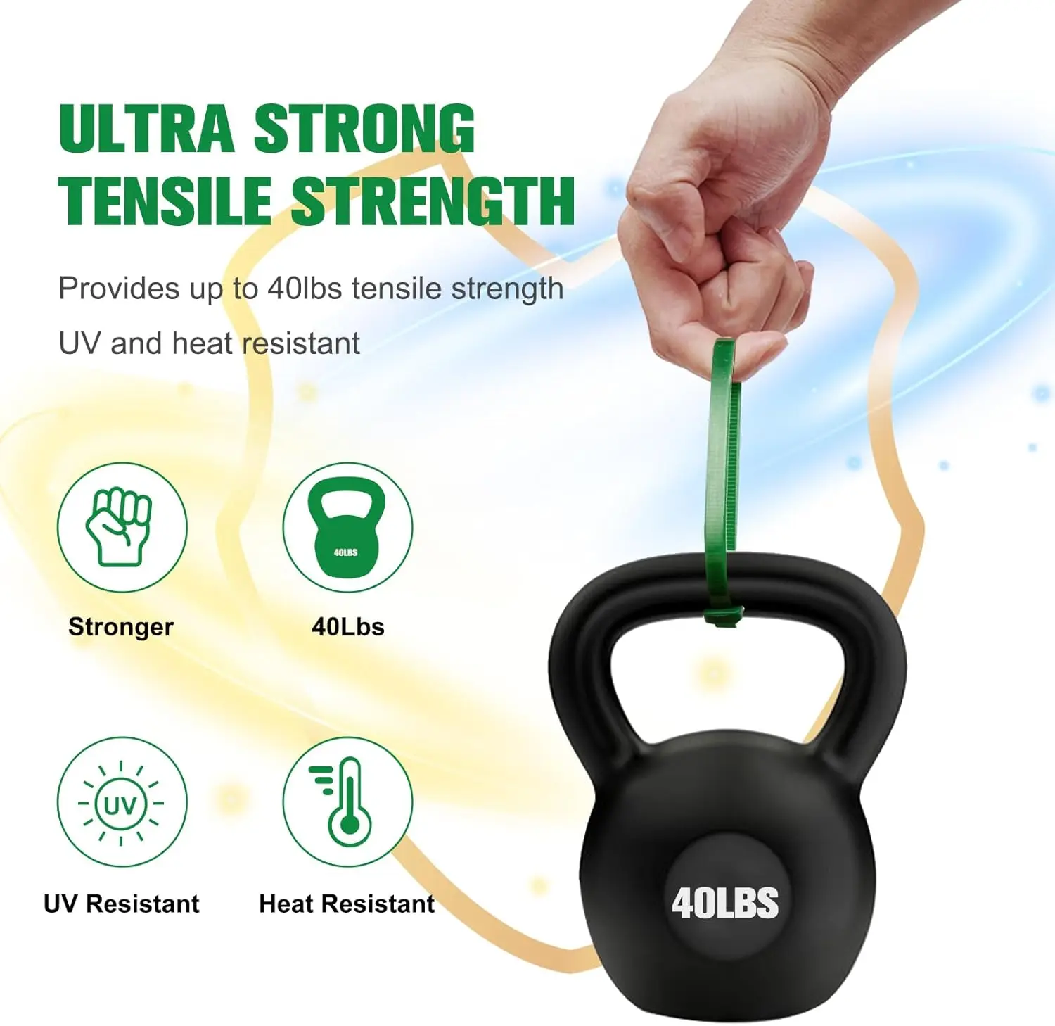 100 قطعة 20 سنتيمتر العلاقات النايلون الأخضر البريدي الثقيلة الذاتي قفل كابل العلاقات ، 40 رطل قوة ، إدارة الأسلاك متعددة الأغراض