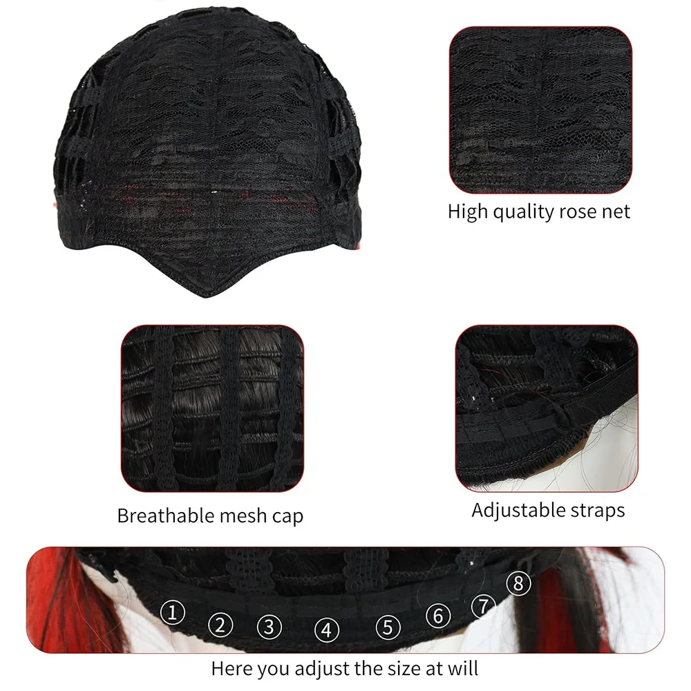 أنيمي شيطان Yoriichi Tsugikuni تأثيري الشعر الاصطناعية 30 بوصة أسود أحمر التدرج انفصال ذيل حصان مناسبة اليومية شعر مستعار للحفلات #6