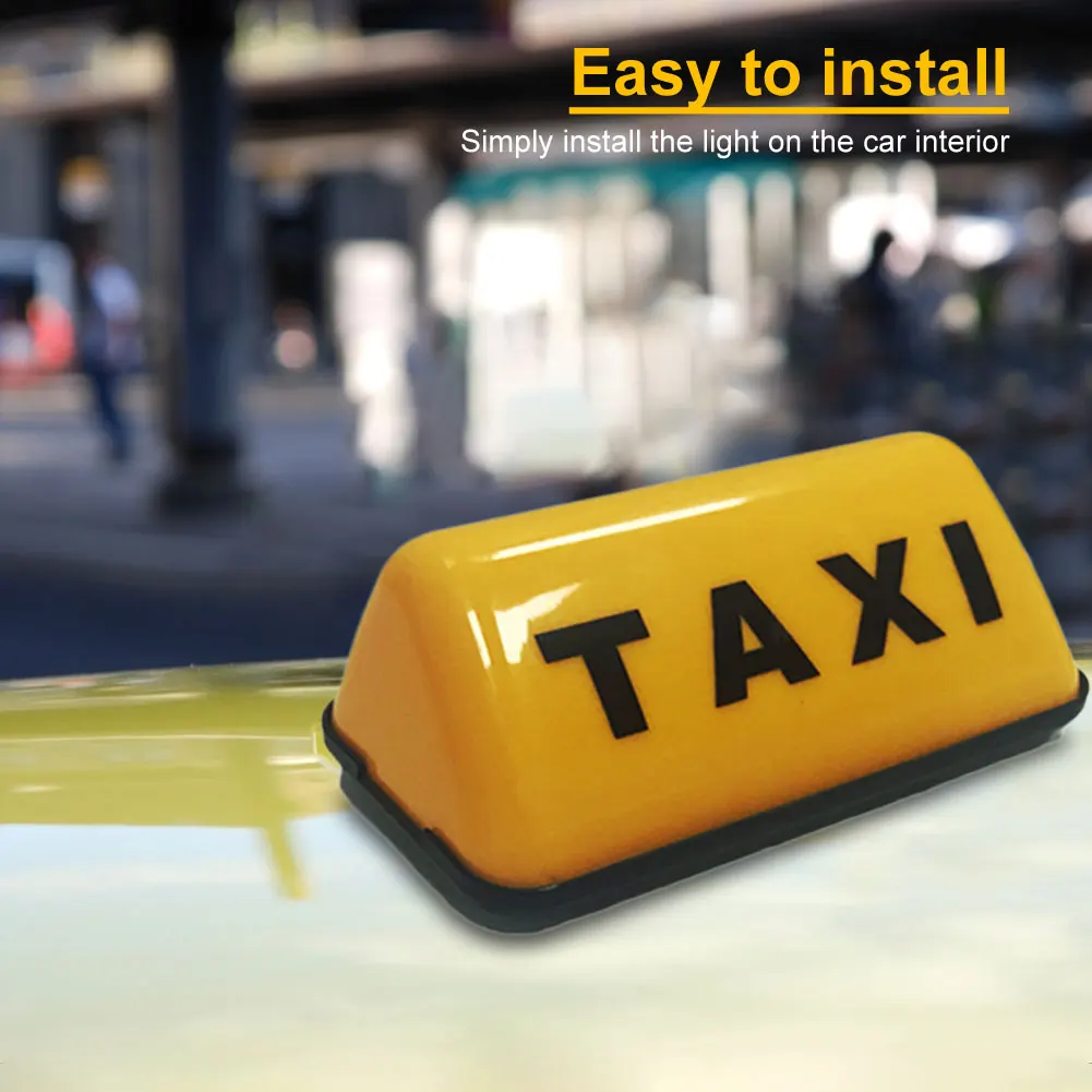 12V Yellow/White Taxi Sign Cab Roof Top Topper Car Magnetic Sign Lamp with Adhesive Base Taxi Top Light Fashion Taxi Dome Lights