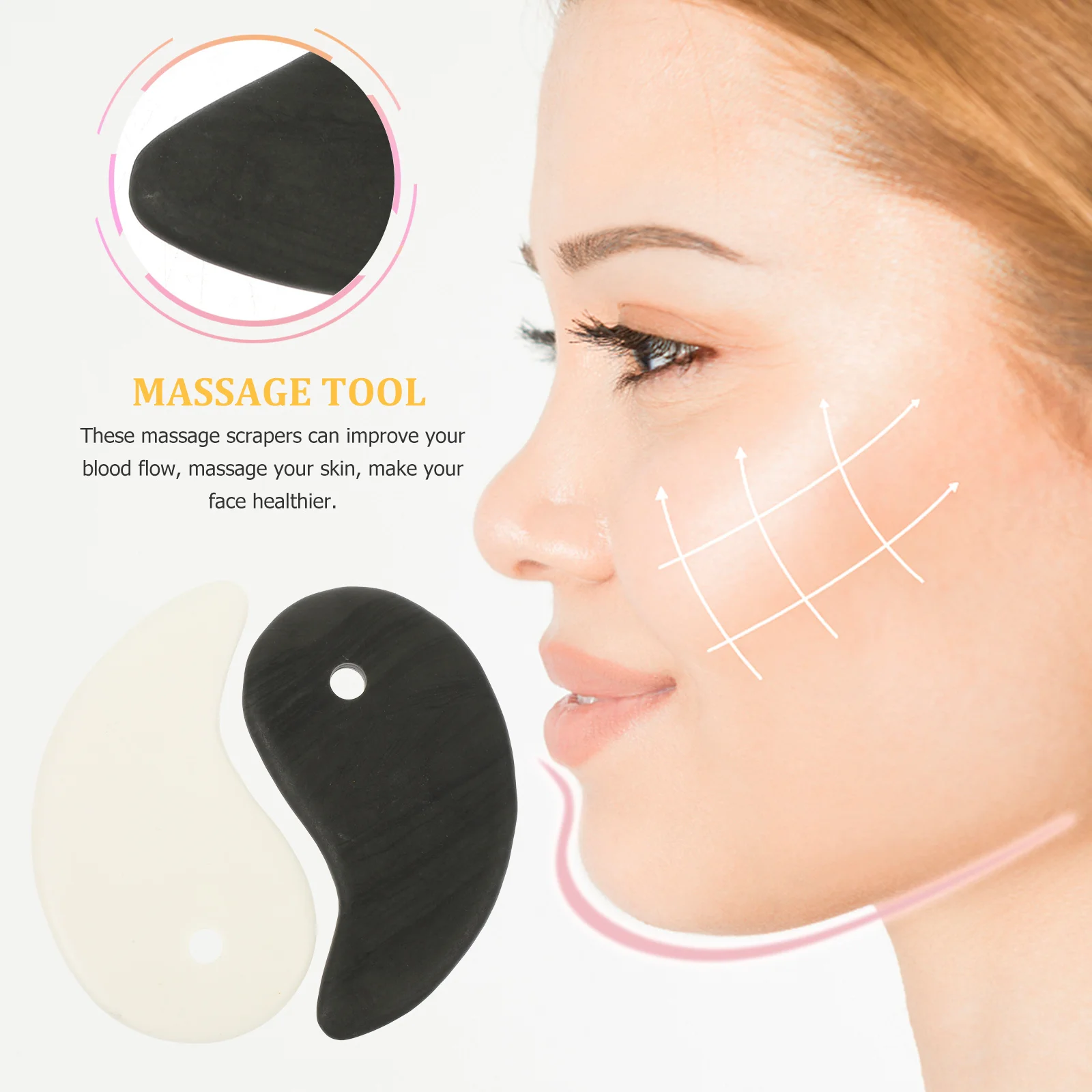 

2Pcs High-Class Material Scraping Board Fine Workmanship Portable Lymphatic Massager Multi-Function Face Scraper