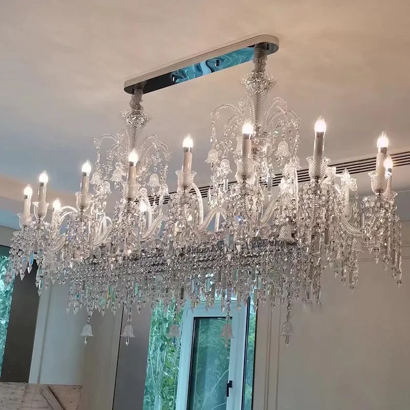 French luxury villa duplex building crystal lamp