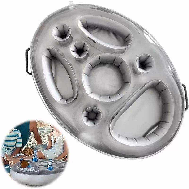 Summer Sea Bucket Cup Holder Inflatable Pool Beach Swimming Play Family Party Float Beer Drink Tray Cooler Table Toy Accessories