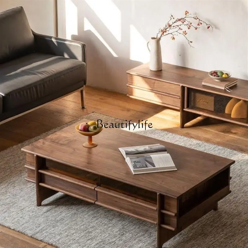 

North American black walnut solid wood coffee table simple home living room tea table