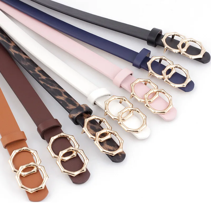 

Fashion Vintage Double Round Buckle Belt Imitation Leather Alloy Pin Buckle Belts New Women's Casual Waist Belt Jeans Dress Belt