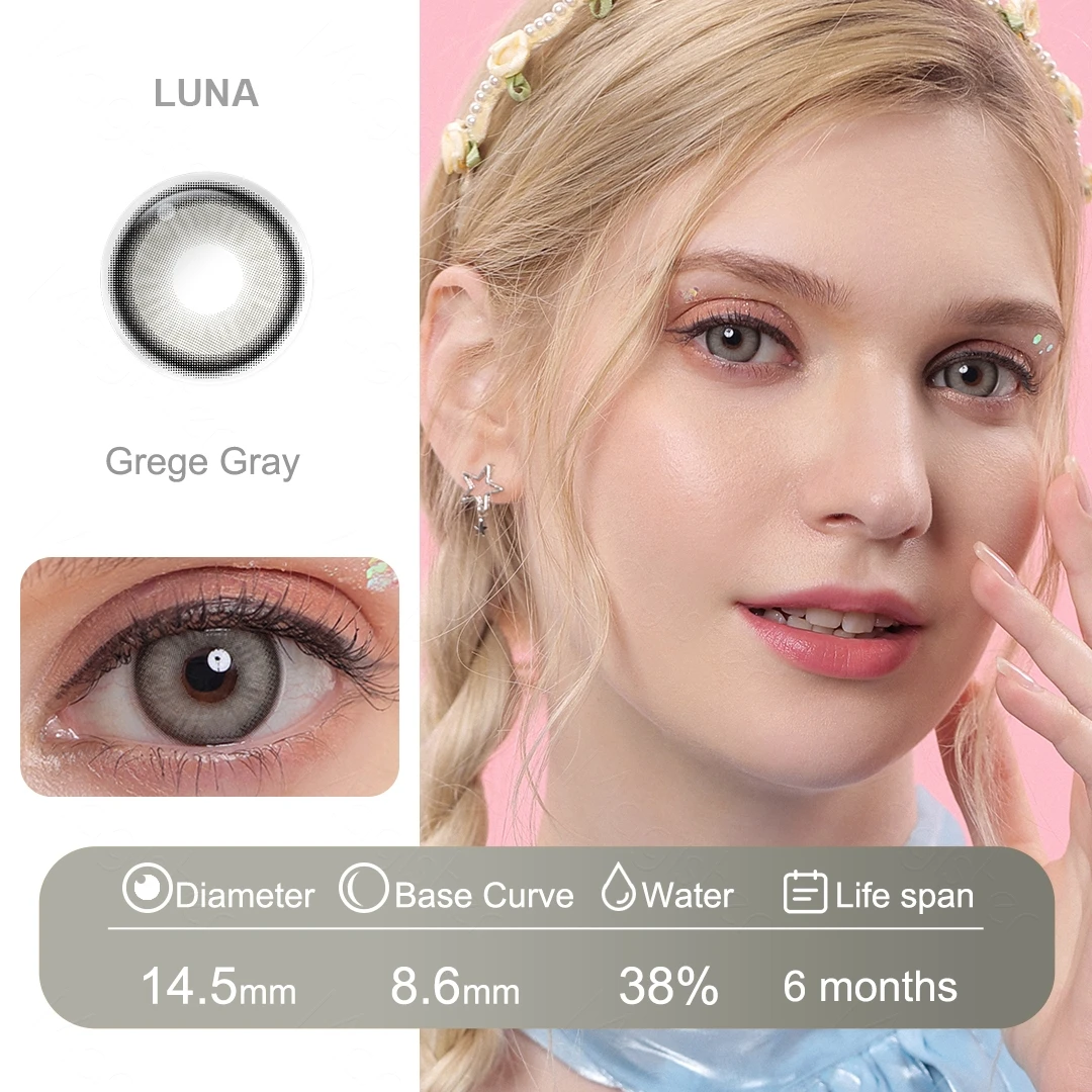 （0~-6.0）Magister Colorcon 1 Pair Color Contact Lenses with Degree Myopia Lenses Grey Lenses Cosmetics Contact Lens Fast Delivery