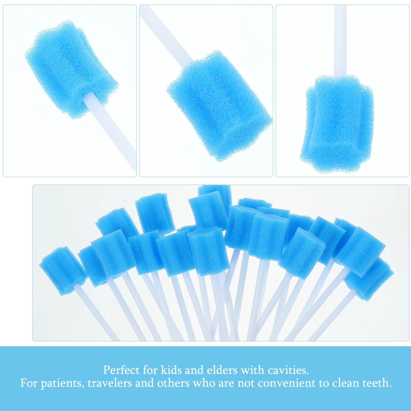 Healifty Bicarbonate Gum 100Pcs Disposable Oral Cares Sponge Tooth Shape Cleaning Swab Mouth Gum