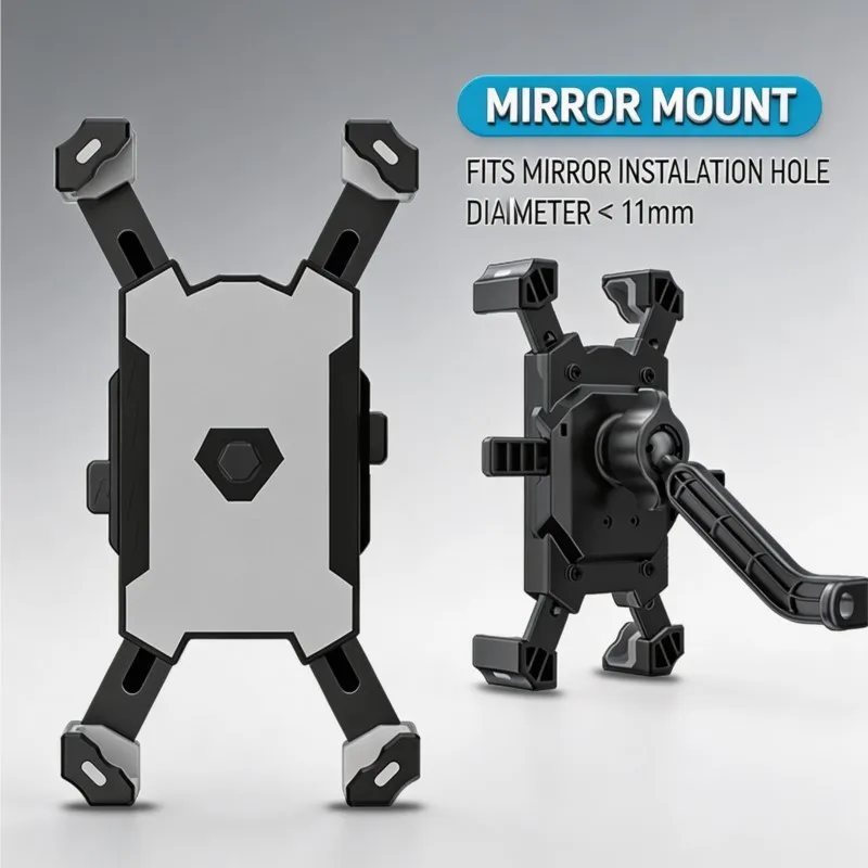 Motorcycle Rider Phone Mount Anti-Shake Shockproof Bicycle Phone Holder Silicone Non-Slip Handlebar Phone Stand 360° Rotation view 2