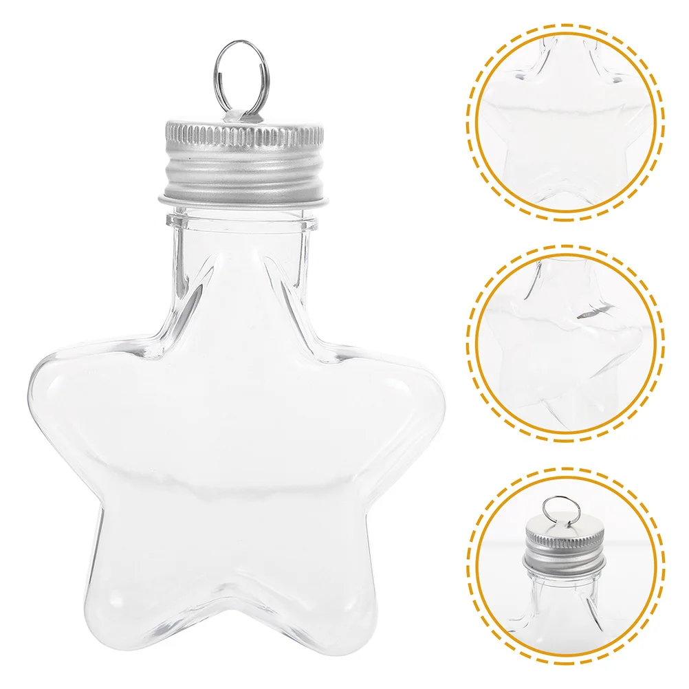 

6Pcs Christmas Star Bottle Transparent Refillable Empty Hanging Bottles Holiday Table Centerpiece Candy Favor Bottles