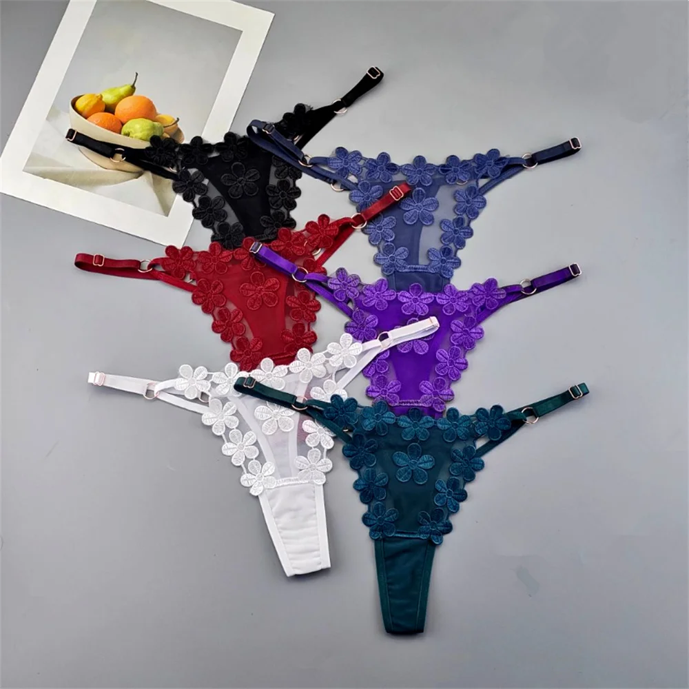 6 قطعة ملابس داخلية مثيرة من حجر الراين للنساء قابلة للتعديل من الدانتيل على شكل حرف g منخفضة الخصر للسيدات ملابس داخلية نسائية مثيرة وشفافة #3