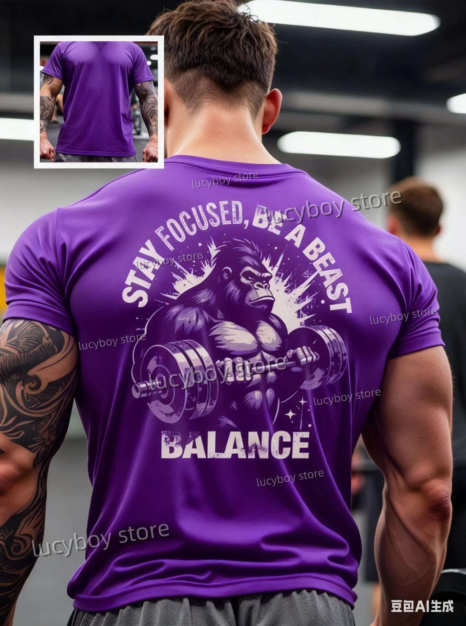 

STAY FOUCED BE A BEAST Mens Gym Muscle Training T Shirt Jogging Short Sleeve Quick Drying Running Men Oversized Clothing Tops