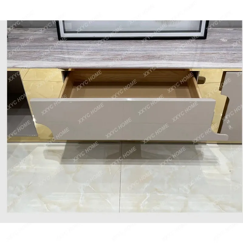 Simple modern home background wall video cabinet living room high-end floor cabinet coffee table combination