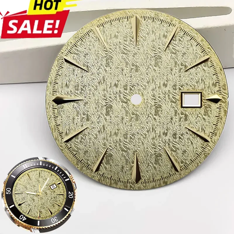 35MM Watch Dial for NH36/NH35 Movement Mechanical Watch Face Vertical Stripes Green Luminous Accessories No Logo