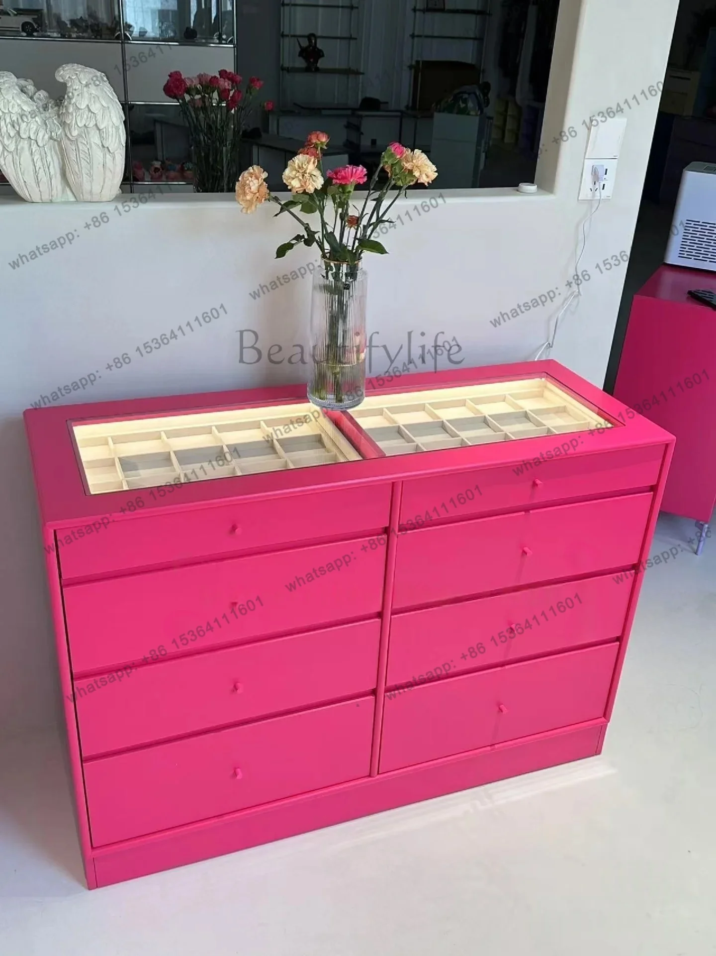 Bedroom, living room, home jewelry cabinet, glass display cabinet, medieval color locker customization