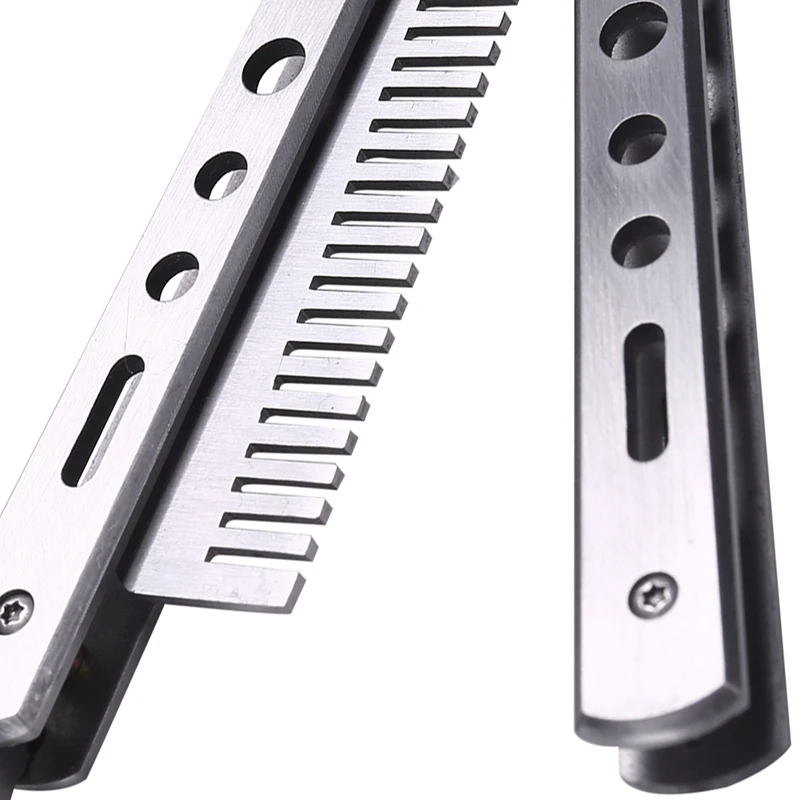 Peigne papillon pliable en acier inoxydable, brosse à barbe et à moustache, accessoire de coiffure