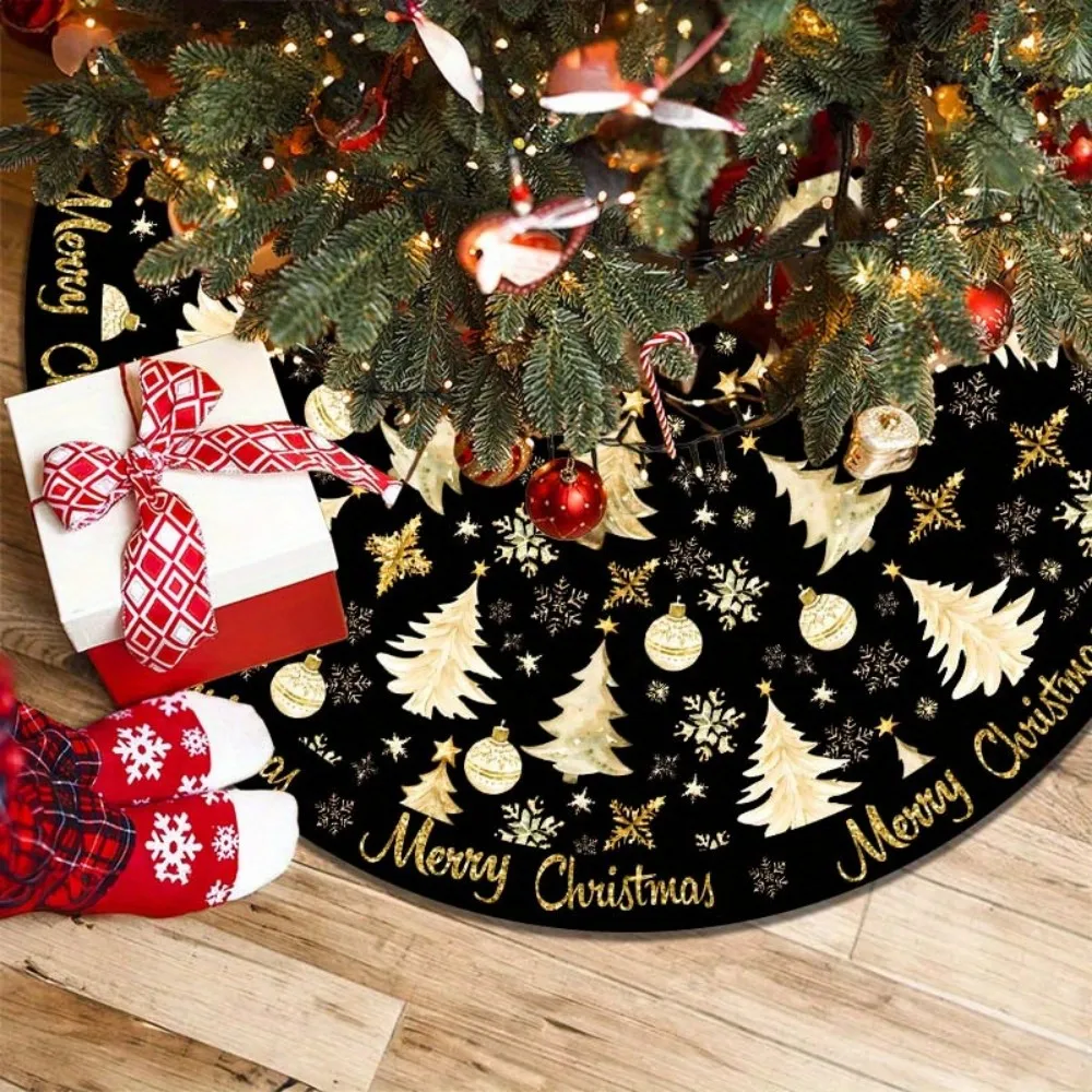 VIKAMA Weihnachtsbaumrock, schwarzgoldener eleganter Weihnachtsbaum, festliche Heimdekoration, für den Innen- und Außenbereich, einfach zu installieren