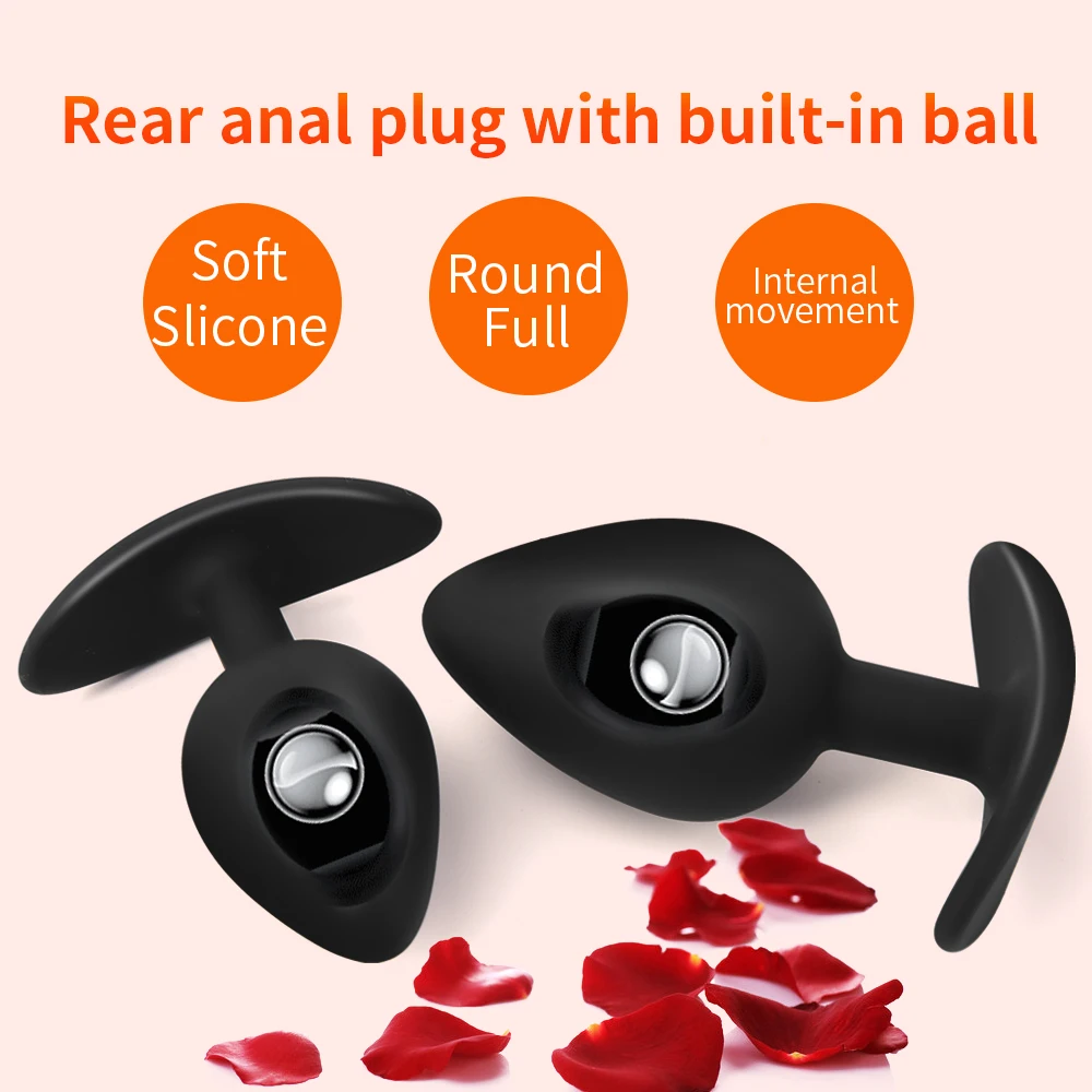 1pc Silicone Anal Plug Built-in Balls, Beginner to Senior Size, Buttocks G-Spot Massage, Adult Sex Toys