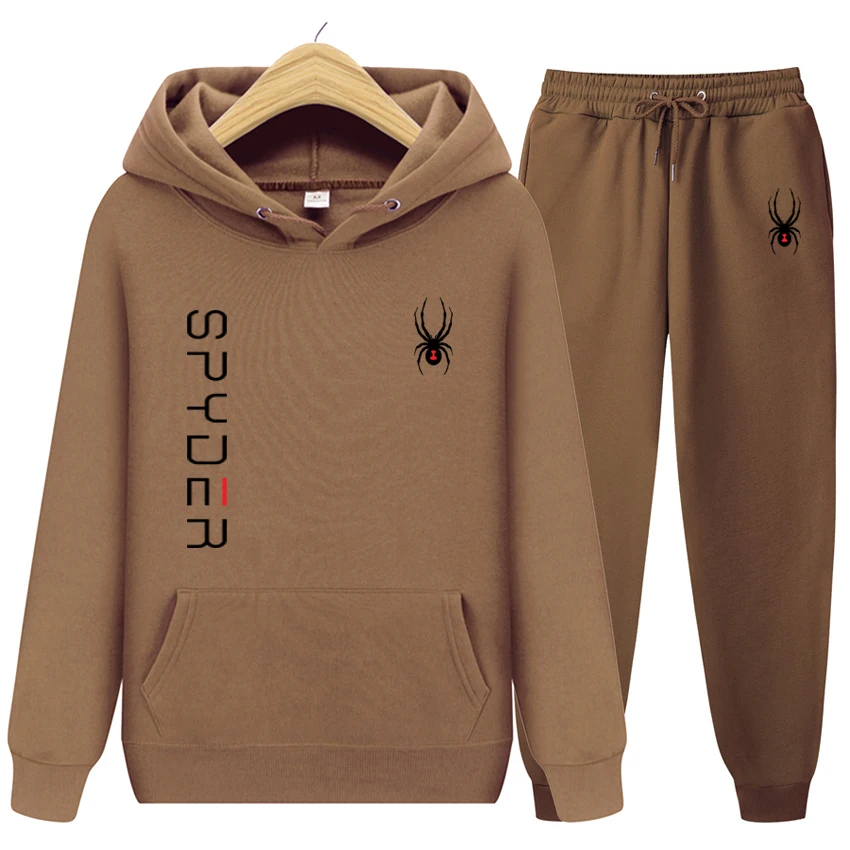 Men Tracksuit 2 Pieces Sets Hooded Sweatshirt +Drawstring Pants Male Hoodies Running Sportswear Men Women Autumn Sportwear