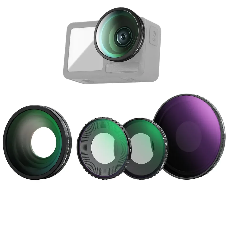 For NEEWER FL-53 4 1 ND Accessories Kit for Osmo Action 5 Pro/4 Variable ND8-32 CPL Black Mist Diffusion 1/4 Filter Lens