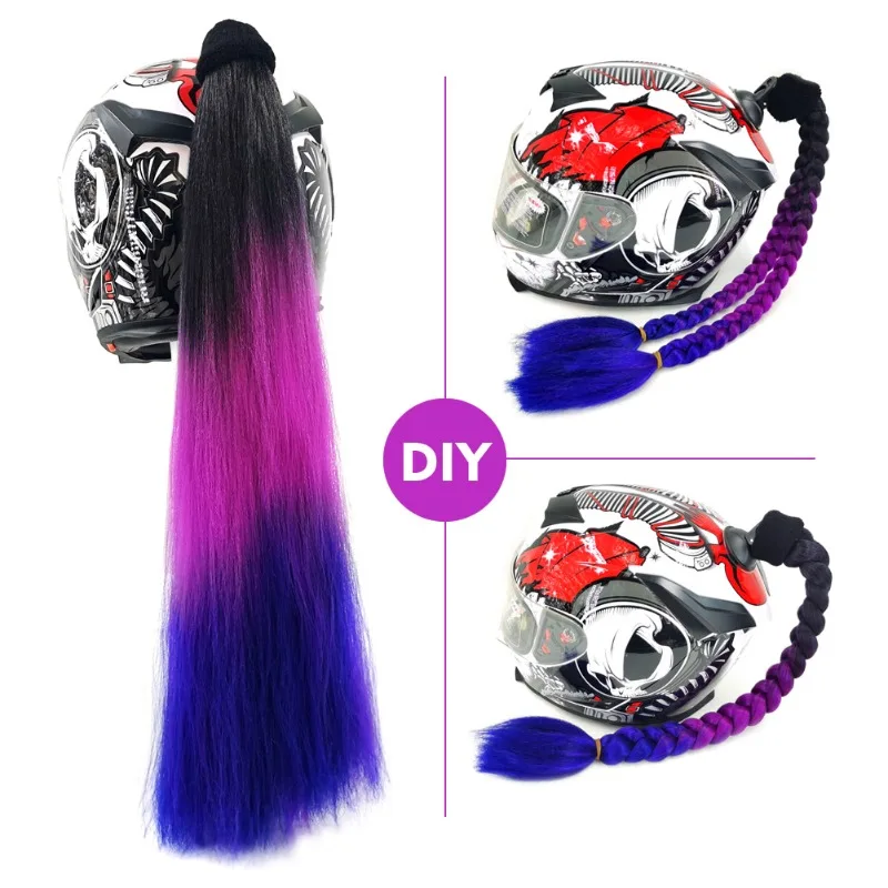 

Excluding Helmets Braid Dirty Braid Electric Motorcycle Helmet Decoration Colored Wig Ponytail