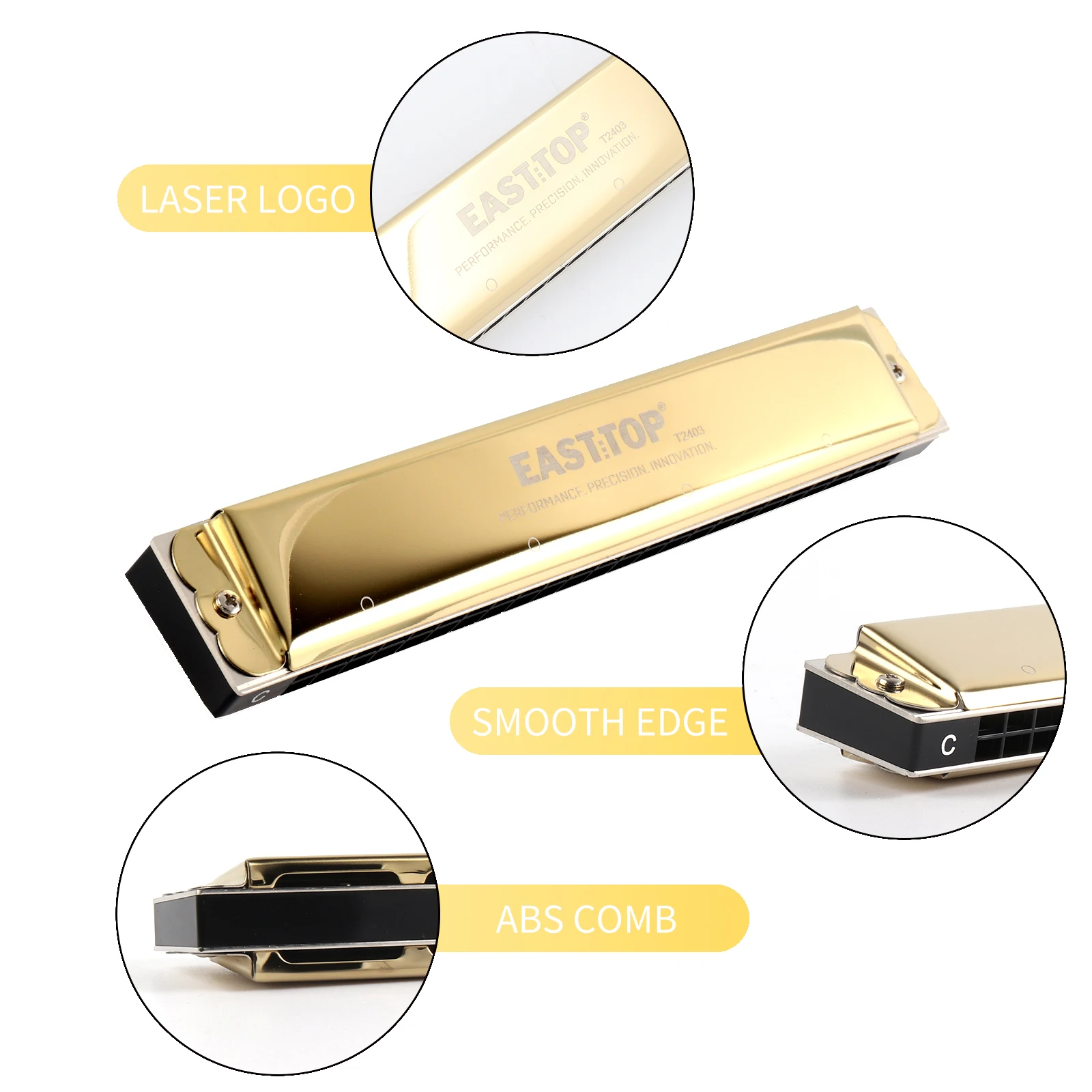 Polyphonic Harmonica C Key 24 Hole Tremolo Harmonica Professional Mouth Organ Harmonica For Adults, Professionals & Students