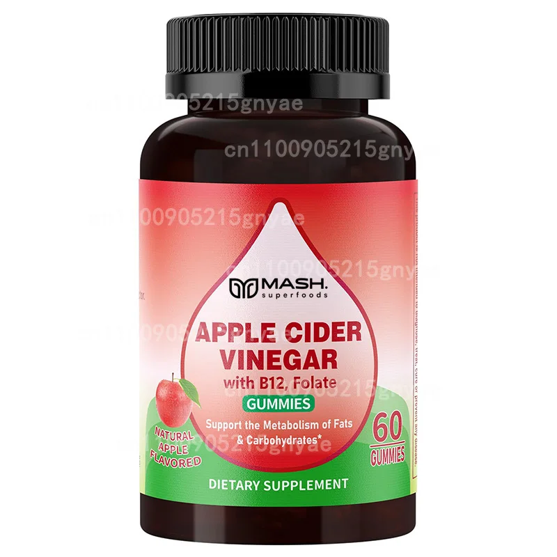 

Конфеты с уксусом Apple Cider, 60 капсул по 1000 мг ACV, витамины B12 и B6, способствующие метаболизм, пищеварение и здоровье иммунитета