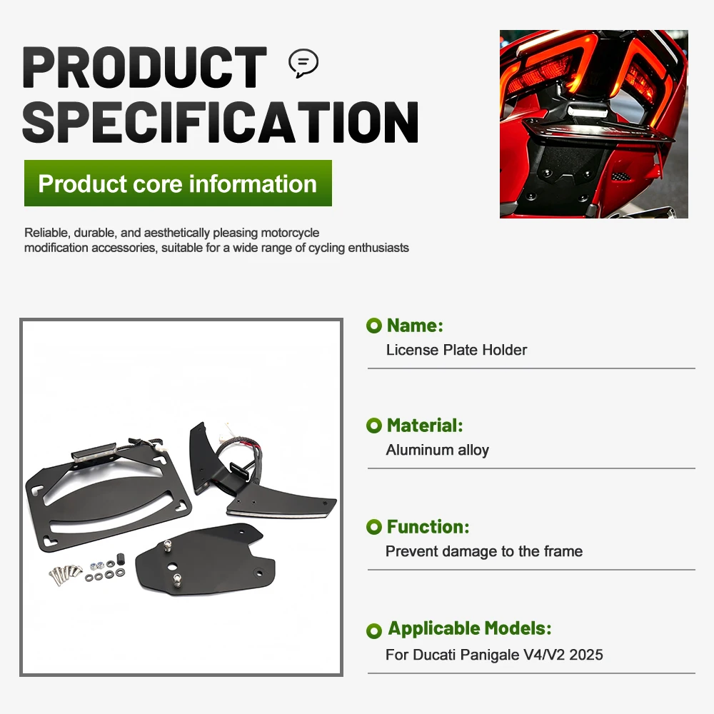 Fit for Ducati Panigale V4/V2 2025 Short Tail License Plate Holder with Built-in LED Light
