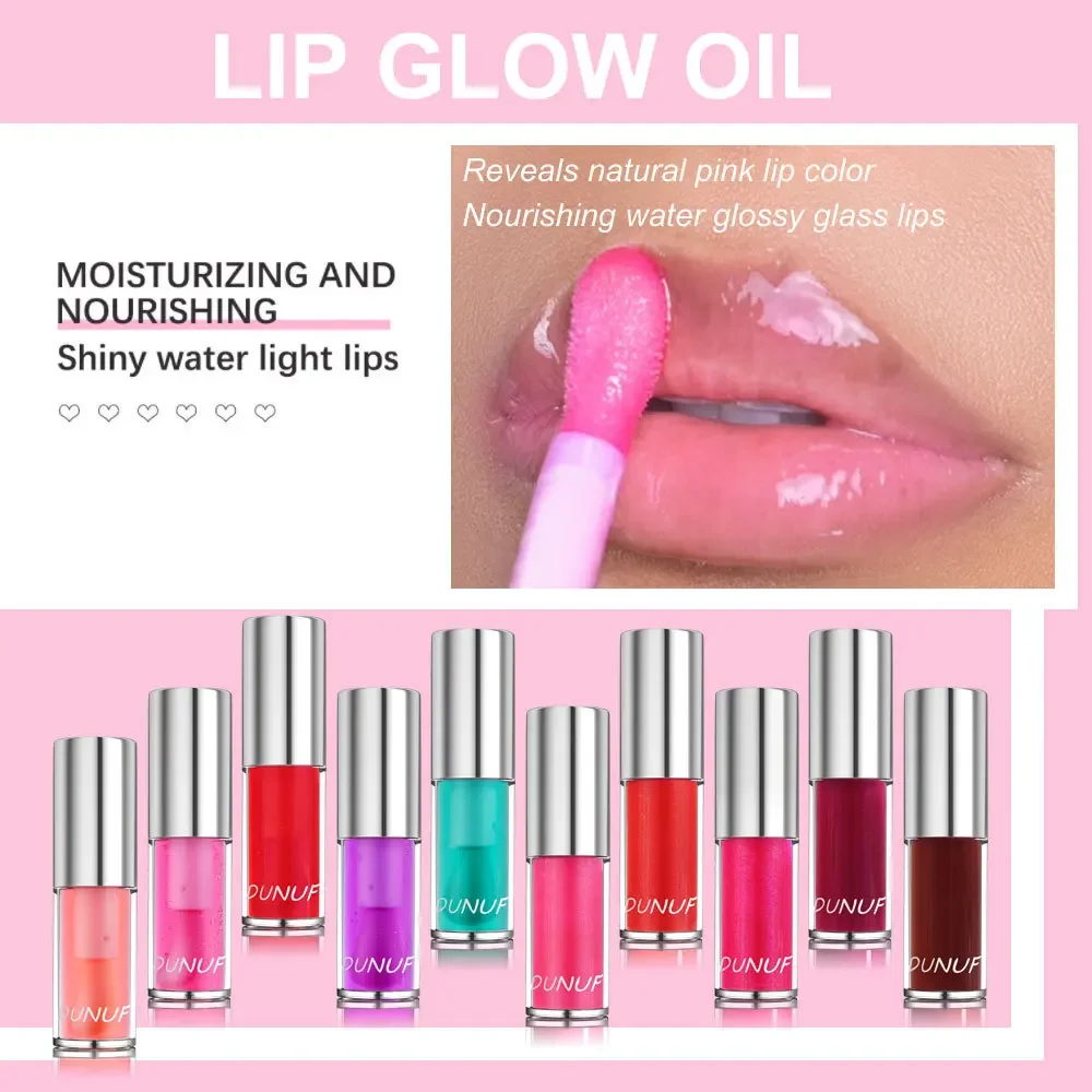 DUNUF Pearl Glitter Lip Glaze Long-lasting Moisturizing Plumping Gloss Lip Tint Oil Makeup Mirror Water Light Liquid Lipsticks