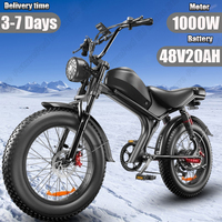 C93 Electric Bicycle 1000W Powerful Motor 48V20AH Lithium Battery Aldult Snow Electric Bike 20*4.0 Inch Fat Tire Mountain E-bike