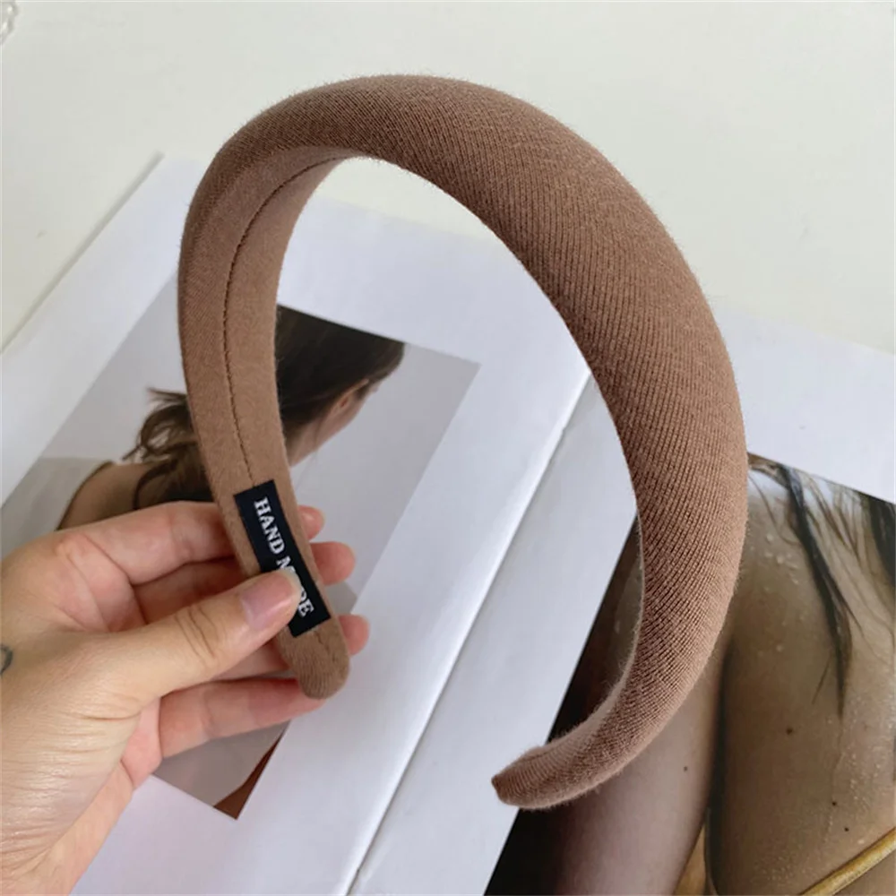 Fashion Solid Color Wide Hair Bands Girls Vintage Elastic Hair Band Thicken Headband Imitation Wool Hair Hoop