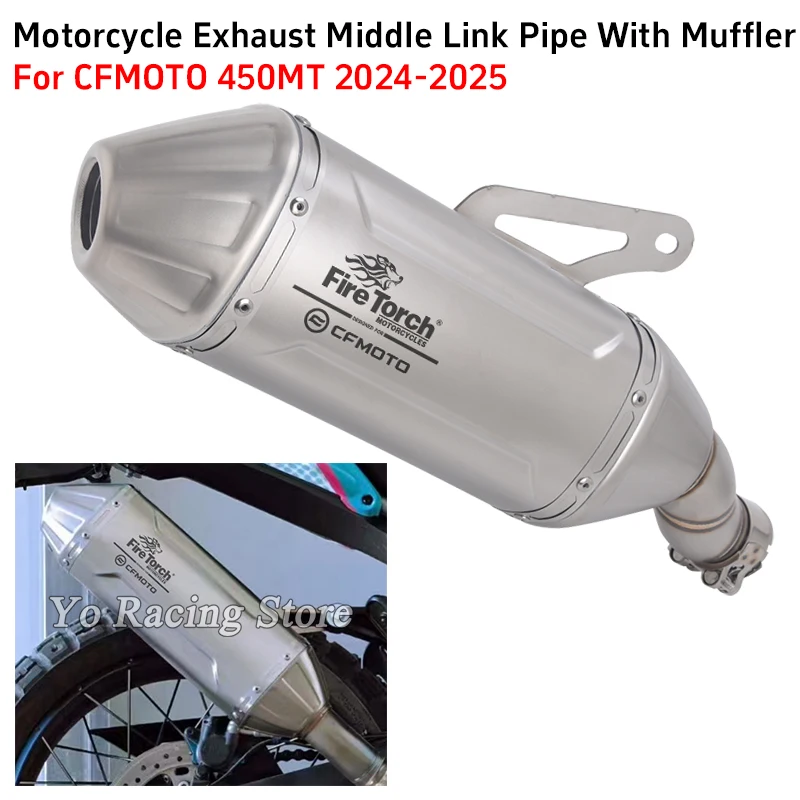 

Slip On For CFMOTO 450MT 450 MT IBEX450 IBEX 450 2024 2025 Motorcycle Exhaust Escape System Middle Link Pipe With Muffler Moto