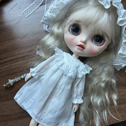 Blythe Doll 30CM 1/6 Doll Clothes OB24 Azone White Elegant French Lace Nightdress White Nightcap Nightgown Doll Clothes Gift